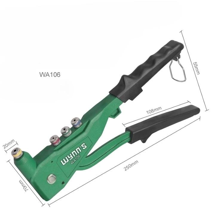Manual Rivet Gun Set with 16 Sizes of Rivet Heads, Heavy-duty One-handed Rivet Gun Tool for Metal, Plastic and Leather