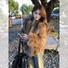 High-end imitation fox fur coat women's short autumn and winter new thickened warm brown fur coat