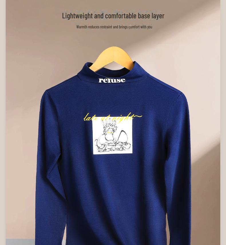 Men's High Collar Cotton Light Top - Comfortable, Breathable, Close-fitting Autumn Undershirt