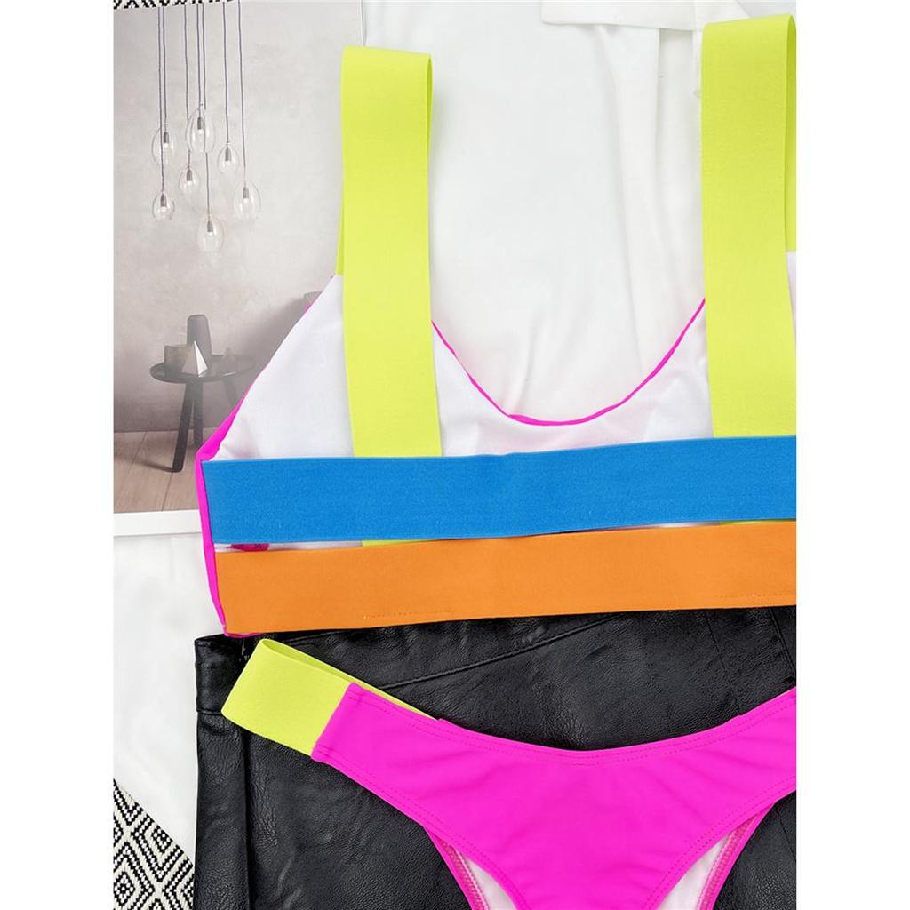 New Splicing High Leg Cut Thong Bikini Female Swimsuit Women Swimwear Two-pieces Bikini Set Bather Bathing Suit Swim Lady
