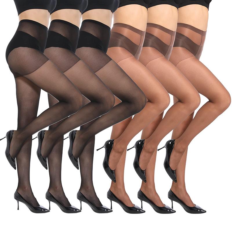 Yto Scarf Women's Kave 6 Pairs Plus Size Pantyhose Designed For Tights 20 Denier Sheer Stocking Spring Summer Thin Elastic Slim Long Stocking Cm