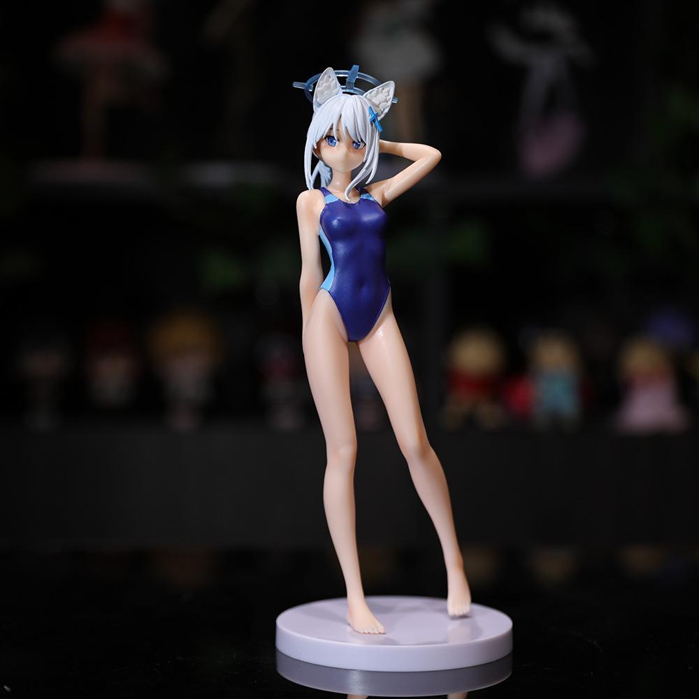 23CM Anime Game Azur Lane Sunaokami Shiroko Swimsuit Deadpool Anime Model Plaything Standing Posture Present Collection Action Figure