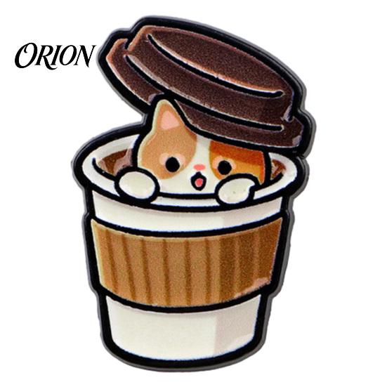 Coffee Cup Cat Brooch Cartoon Brooch, Kitten Enamle Lapel Pin, Animal Metal Pin Theme Alloy Badge, Clothing Accessories for Lovers