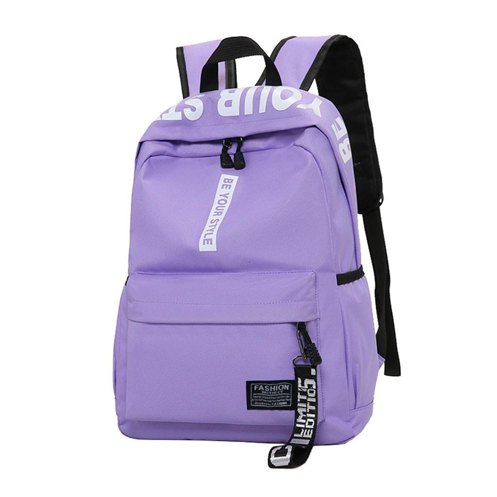 Large Capacity Solid Color Waterproof Nylon Casual Backpack School Bag