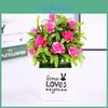Artificial Rose Plant Indoor Decor With Plastic Material For Home Office Gift Set