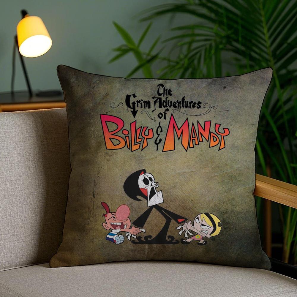 B-Billy & Mandy'Sadventure Cushion Cover Soft Short Plush Double-Sided Printing Home Decor Machine Washable Pillow Case Gift