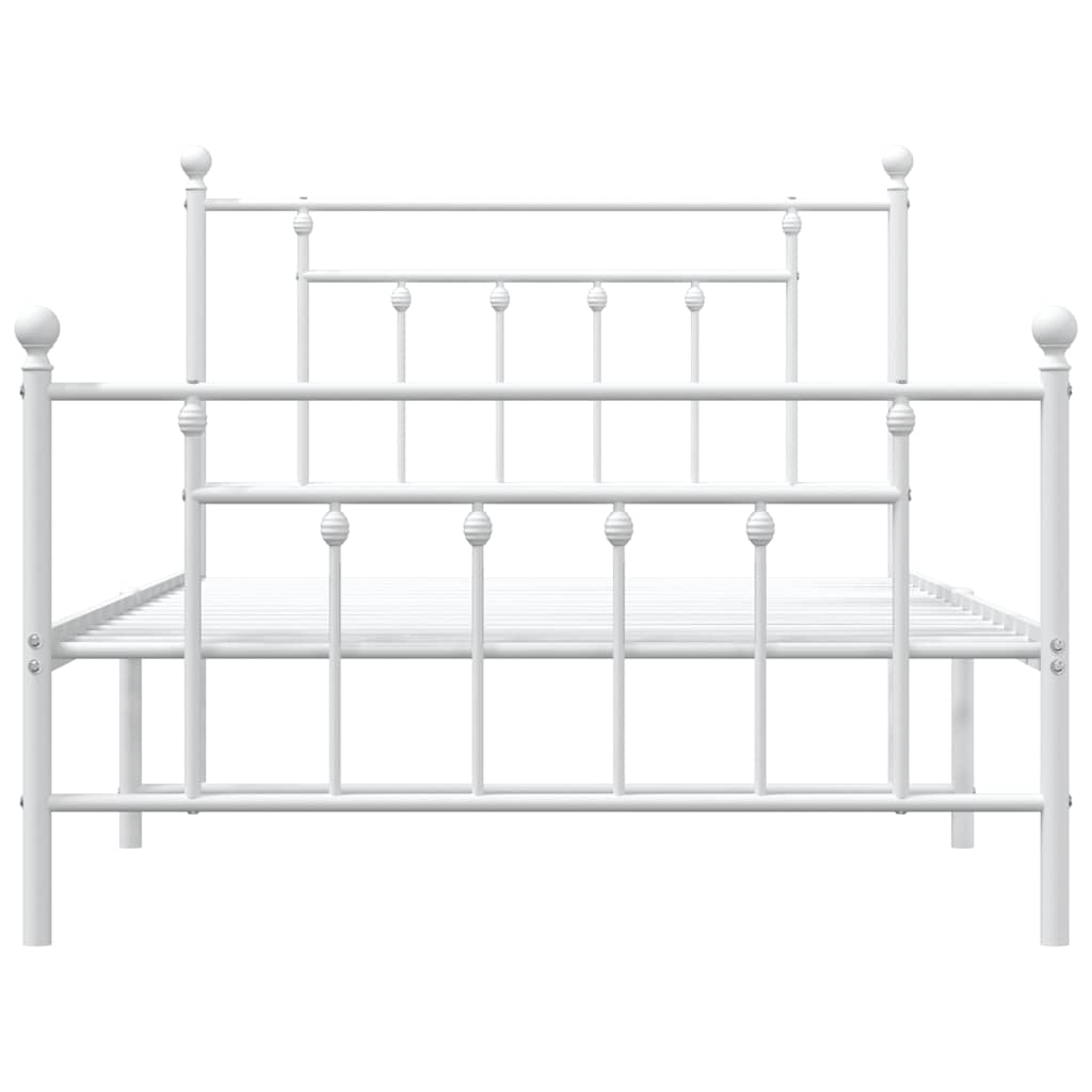 Metal Bed Frame with Headboard and Footboard White 100 x 200 cm