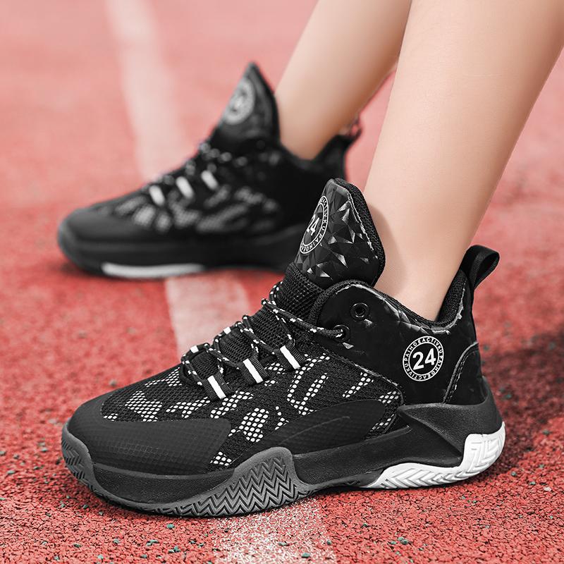 Modedesign Kinder Basketballschuhe High-Top Knöchelstütze Sneaker Atmungsaktives Mesh Jungen Mädchen Sportsneaker Stoßdämpfung