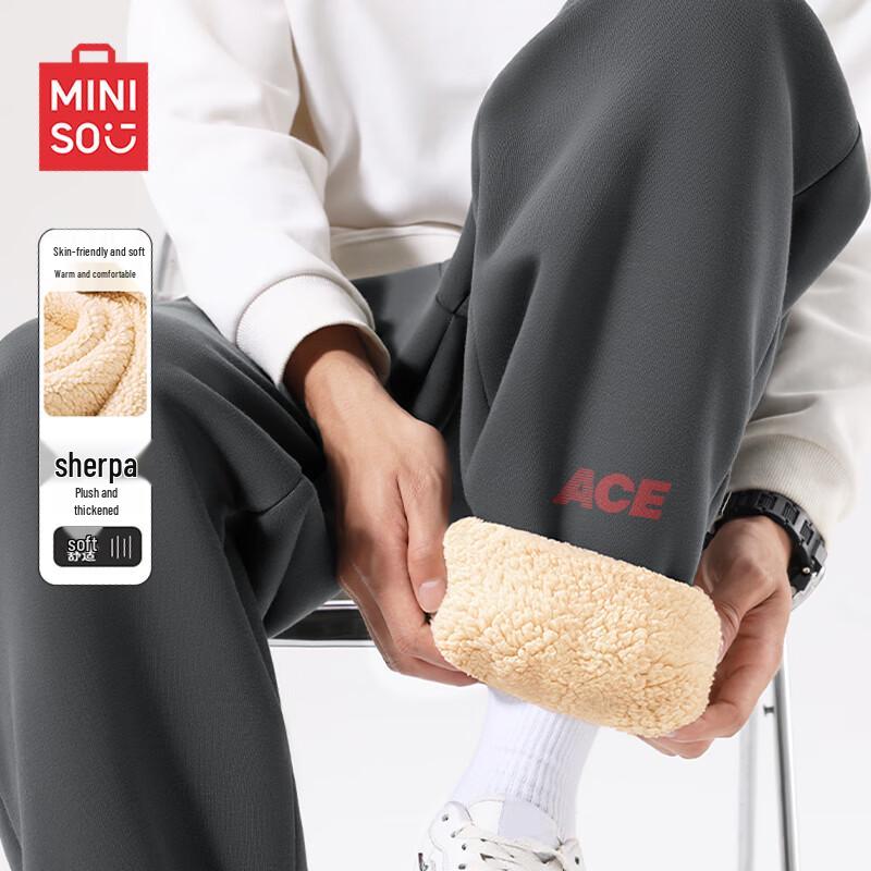 MINISO Men s Fleece-Lined Casual Jogger Pants 3XL