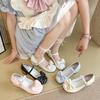 Modne Urocze Buty Mary Jane z Węzłem Motylkowym Damskie Zwięzłe Grube Obcasy Skórzane Japońskie Buty Lolita Damskie Płaskie Czółenka Mokasyny