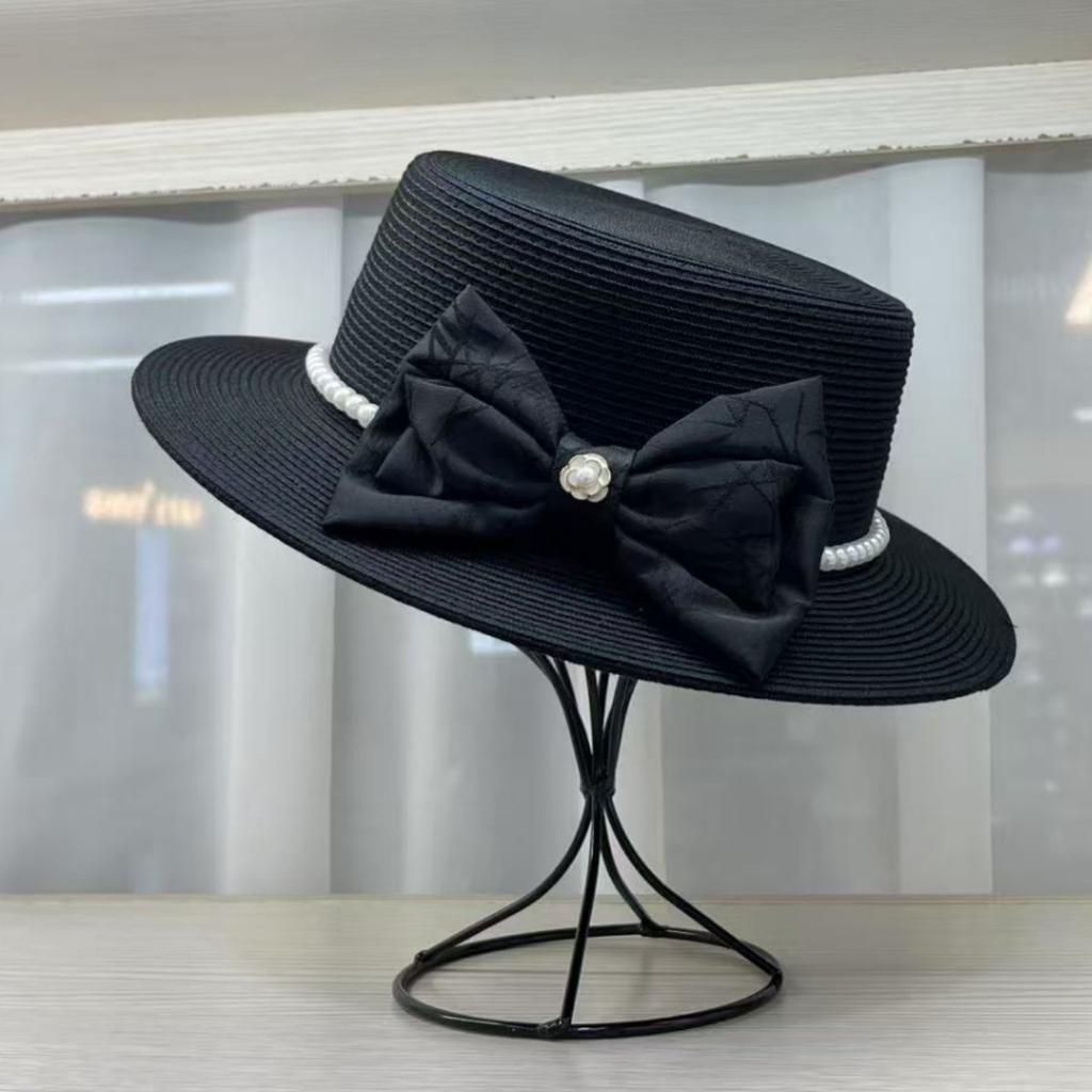 Upgraded Version of Fine Grass French Celebrity Flat Top Top Hat Women's Summer Travel Sunscreen Sunshade Straw Hat Foreign Style High-end Basin Hat