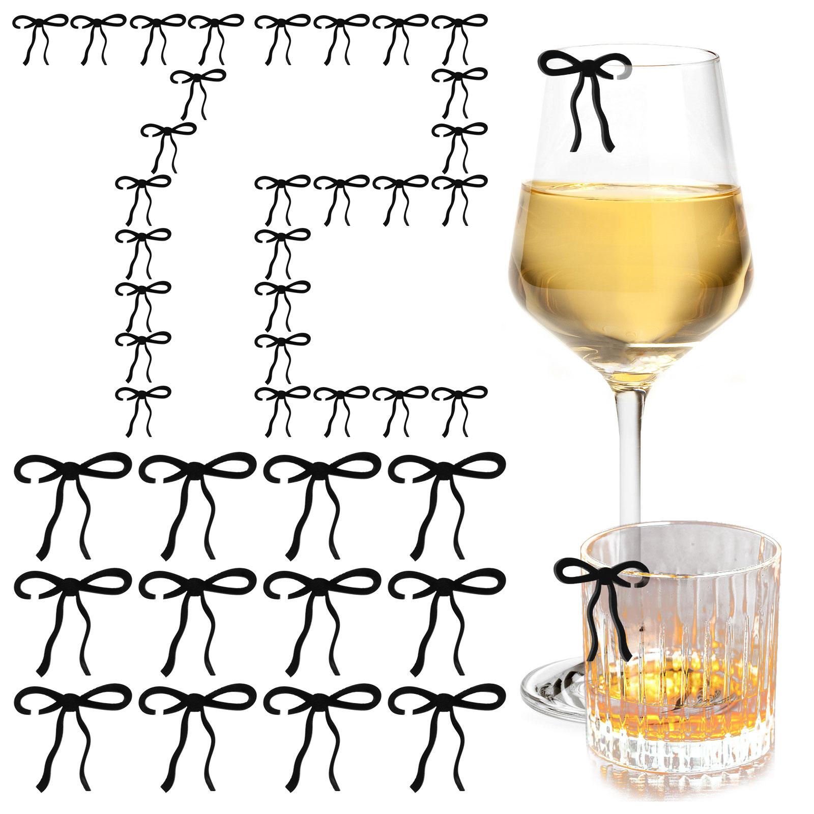 

72Pcs Bows Drink Tags Bow Drink Tag Charm Engagement Party Goblet Glass Accessories Anniversary Decoration Birthday Party Gifts