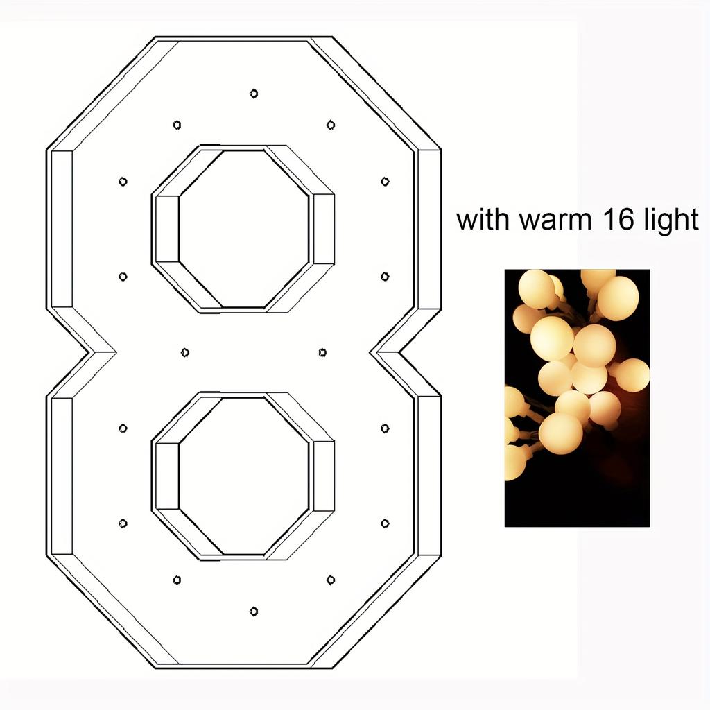 1Pc 73cm/28.7in Light-Up Digital Marquee Balloon Frame for Birthdays,Wedding Anniversaries, Graduation With Lights