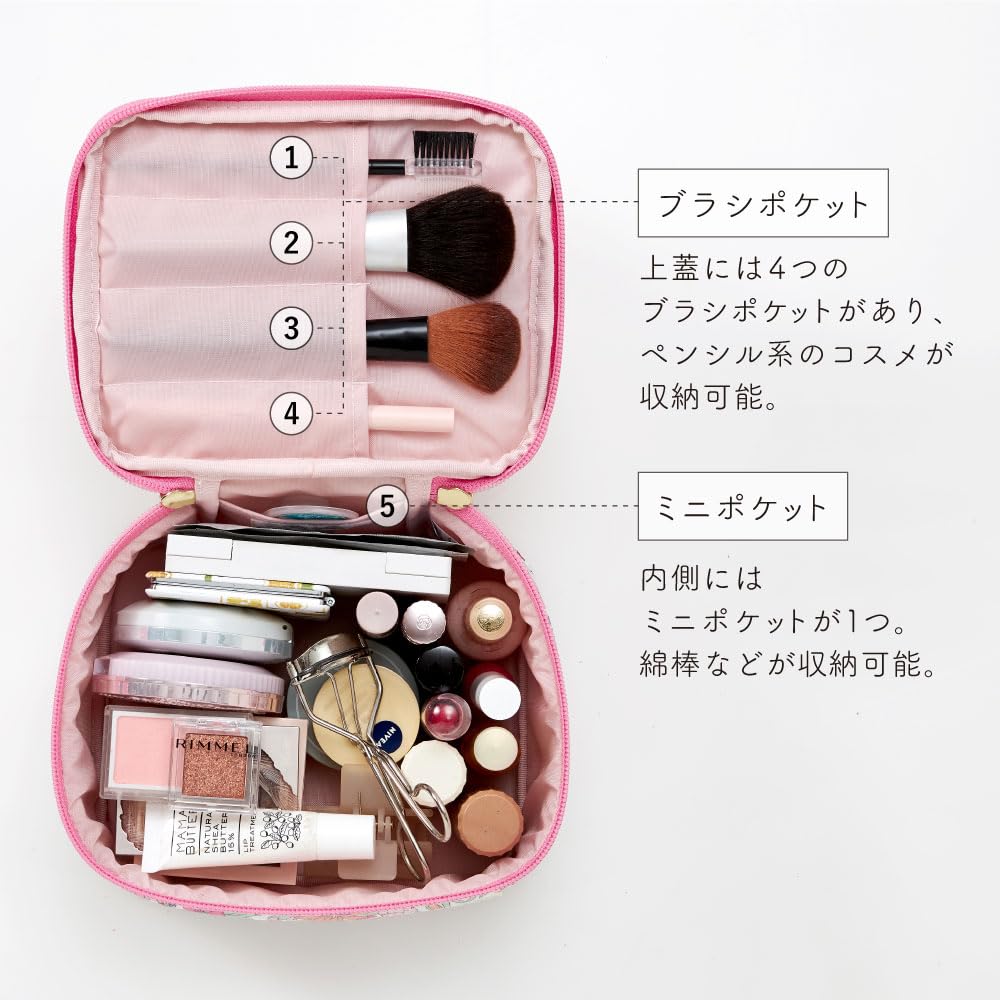 Large Capacity Vanity Makeup Hello Liberty Cute Floral Brush Portable Travel Made In Japan Picking Pouch, Pouch, Sanrio, Kitty, Print, Design, Pocket,