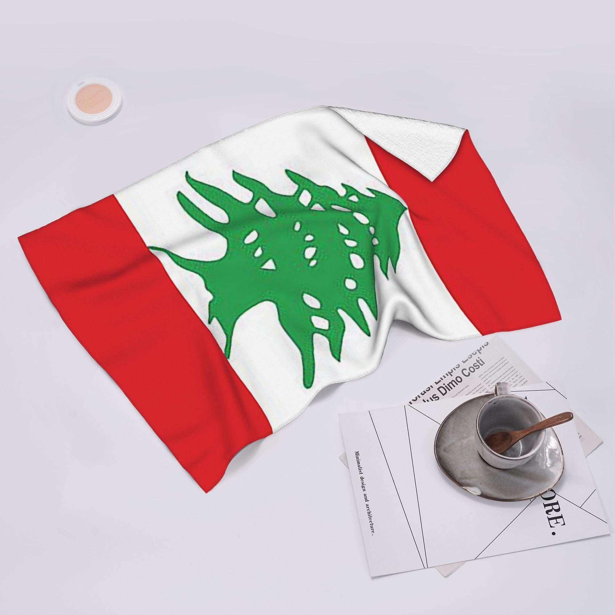Lang Pattong White Flag Of Lebanon Soft Face Towel Quick Dry Pool Bath Cotton Towels Absorbent Quick
