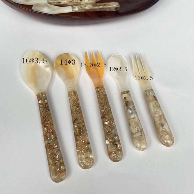 Shell Spoon Crushed Fork Coffee Ice Cream Cake Shell Fork Caviar Small Spoon Household Fruit Fork Kitchen Supplies