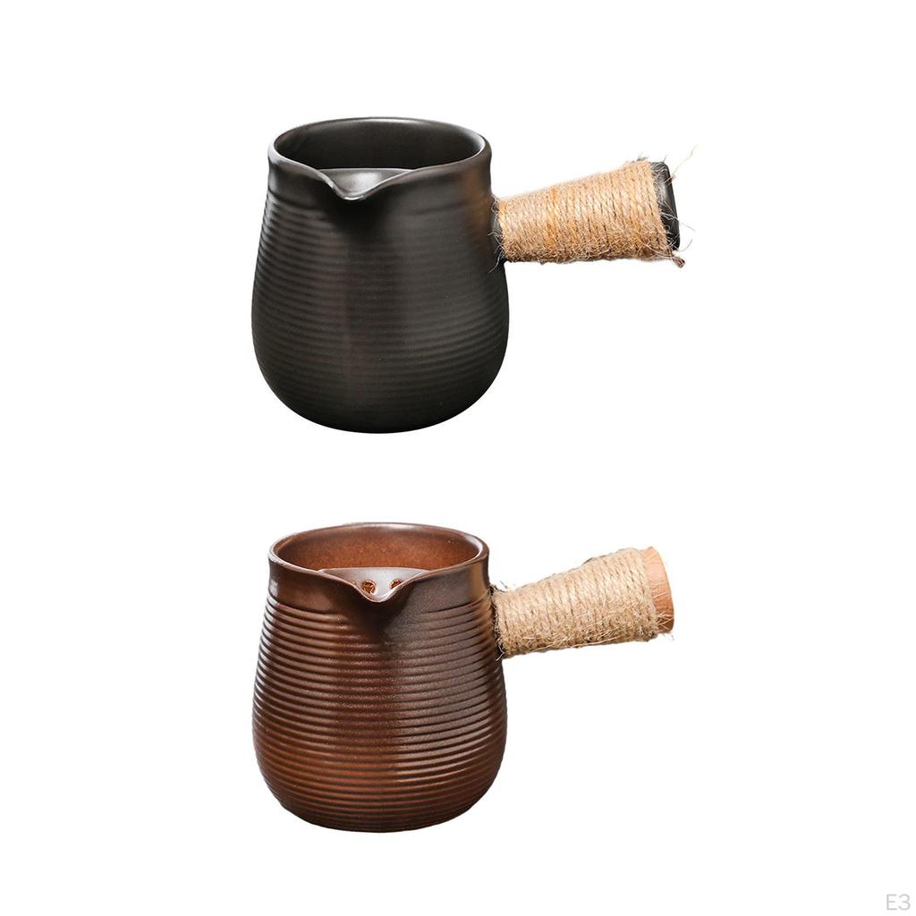 500ml Ceramic Teapot for Boiling Water Durable with Rope Wrapped Handle Tea Maker Lovers