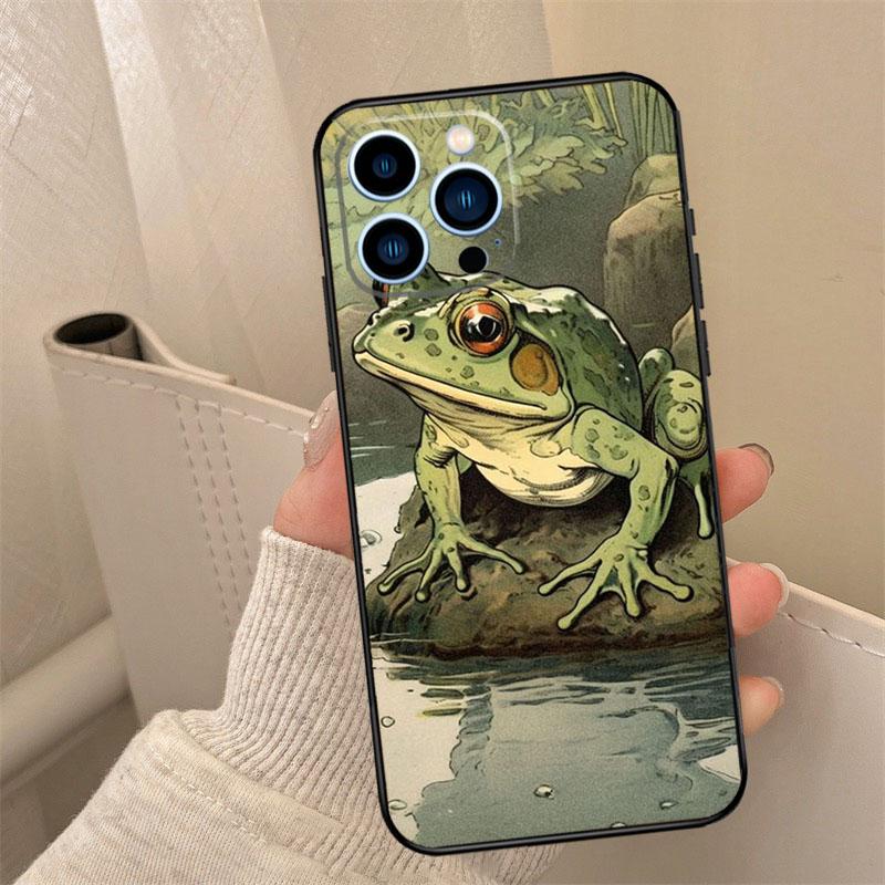 Aesthetic Frog Phone Case For iPhone 17 16 15 13 11 12 14 Pro Max mini 15 16 Plus 16e 17 Air Cover Coque
