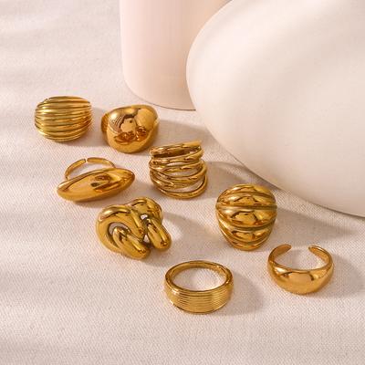 High Quality Geometric Twist Irregular Ring for Women New Vintage Opening Finger Rings Stainless Steel Jewelry Party Gift