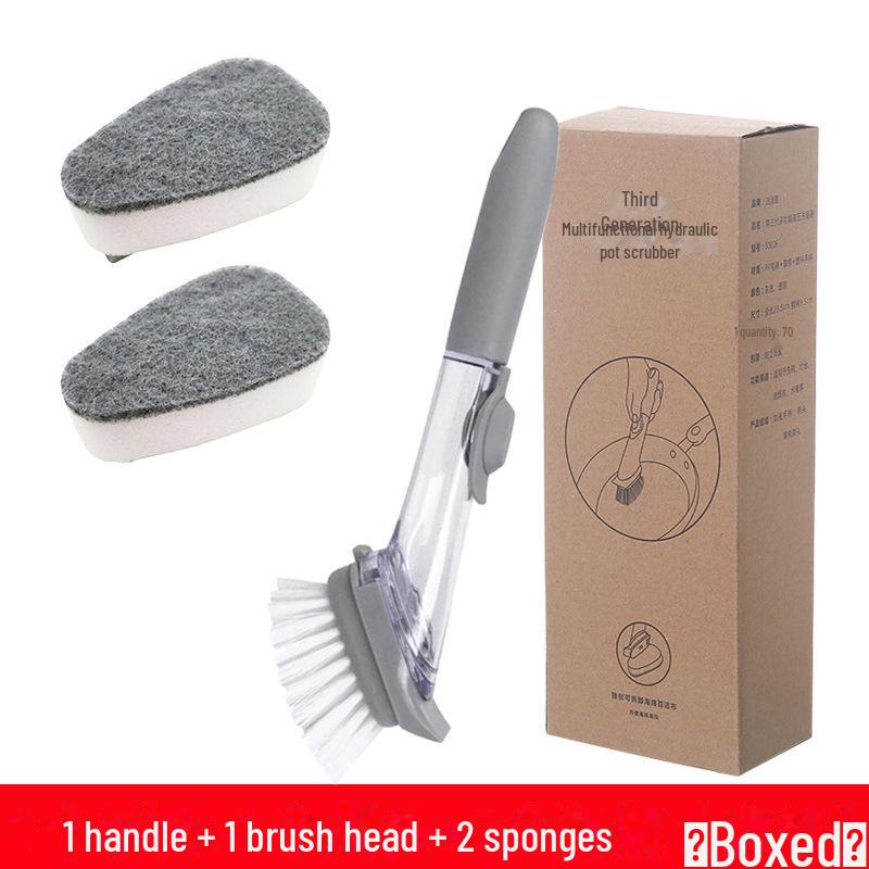 

Кухонная щетка для мытья посуды с длинной ручкой, губкой и дозатором жидкости