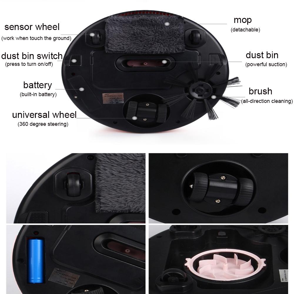 3-in-1 Smart Auto Sweeping Robot Vacuum Cleaner 100min Rechargeable Strong Suction Flexible Move Driving Floor Mopping Run