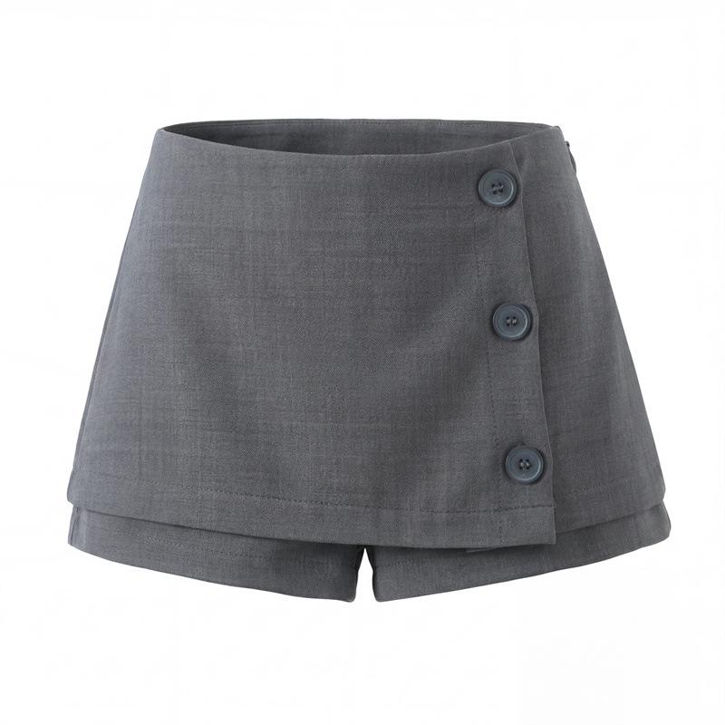

2026 Spring Retro Grey Button Skirt Suit for Women - American Spicy Girl Petite Collection M серый