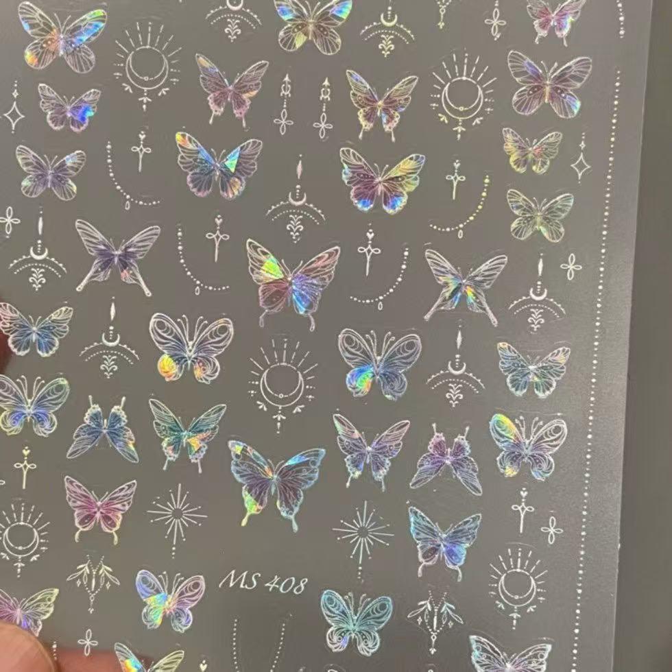 Fairy-Themed Butterfly Garden Nail Art Stickers: Romantic & Beautiful Design