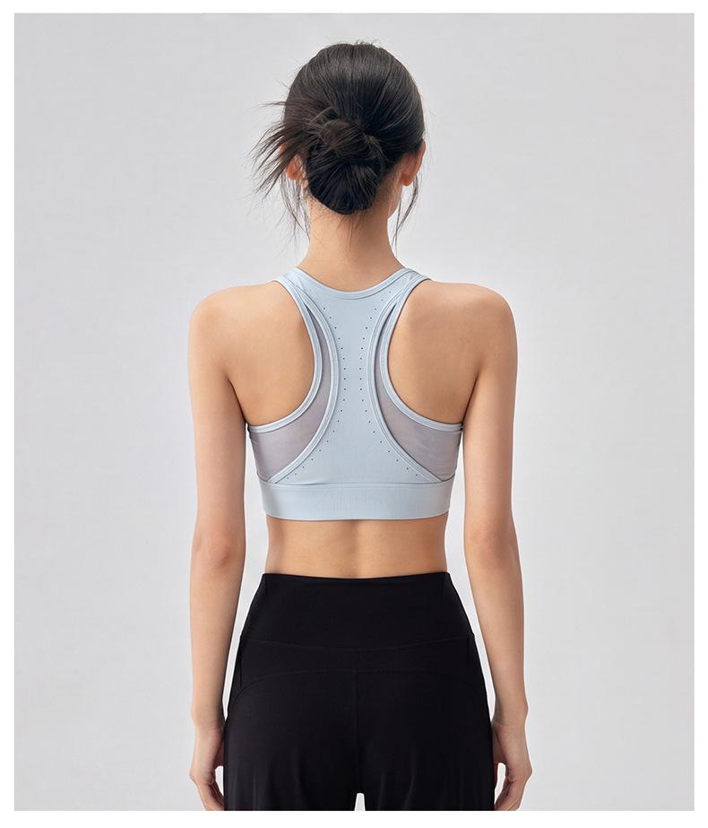 Shockproof Racerback Yoga Tank with Integrated Zip Bra for Large Busts