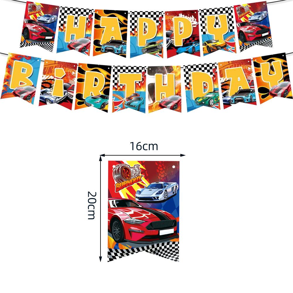 Hot Wheels Birthday Party Tableware Set: Plates, Banners, Tablecloth