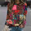 Felpa da Donna alla Moda Casual a Maniche Lunghe con Stampa Natalizia al Collo