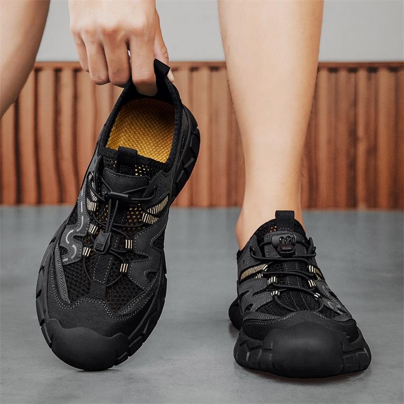 Fashion New Trend Men's Summer Mesh Flats Quick-Dry Comfortable Beach Shoes Non-Slip Lightweight Breathable Shoes All-match Male Sandals