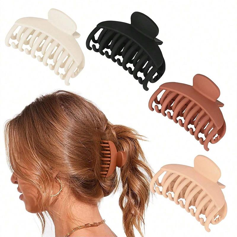 1pc hair clip with double teeth grip for women, simple matte ABS hair clip with small claws and headband decoration, hair clip
