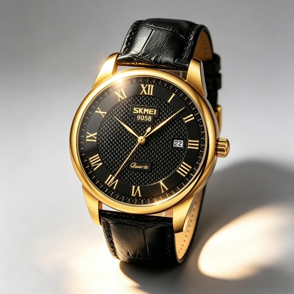 Unisex Quarzuhr SKMEI Römische Ziffern Lederarmband 30M Wasserdicht 9058