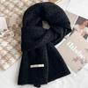 Wool knitted scarf women's high-end sense thickened warm average size neck protection scarf versatile flat machine process OO custom