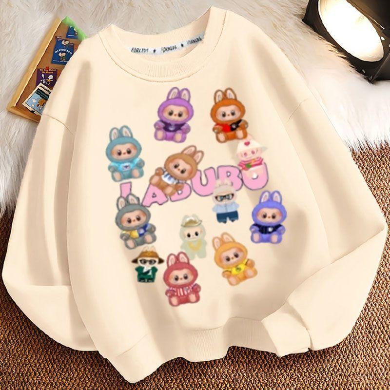 Moletons Fofos de Gola Redonda para Crianças, Moletons Casuais de Manga Comprida da Moda para Meninos e Meninas na Primavera e no Outono