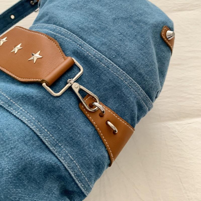 Vintage Large Capacity Denim Bag Women's Shoulder Underarm Bag Commuter Crossbody Bag
