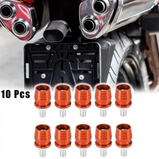 10pcs Universal Motorcycle License Plate Frame M6 Bolts Screws Fasteners Orange