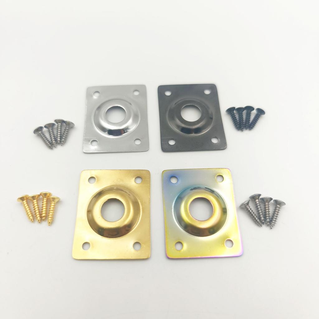 High-End Stainless Steel Square Vintage-Style Engraved Guitar Output Jack Plate Universal Audio Jack for Electric Guitars and Basses