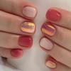 Short Flash Aurora Gold European and American Spice Girls Ins Wind Autumn Elegant White Fake Nails