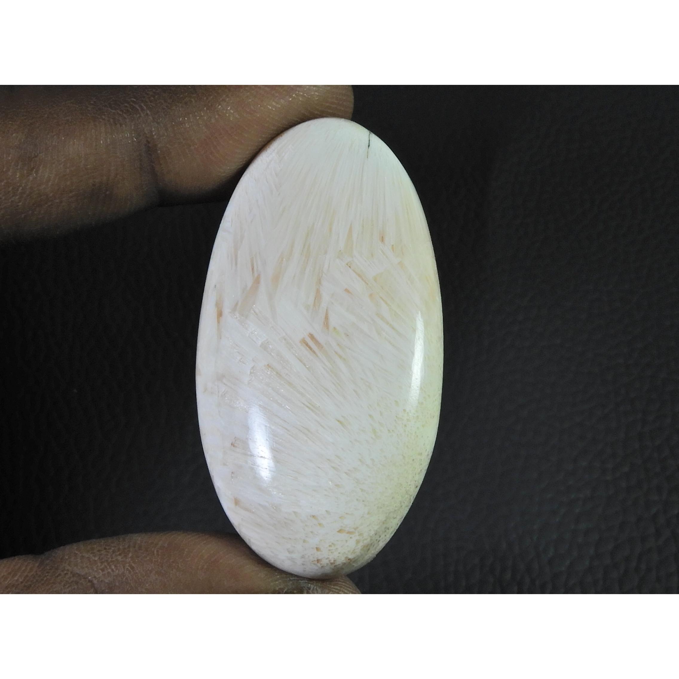 26X48X08 MM Natural Scolecite Oval Shape Cabochon Loose Gemstone 75Cts. B-289