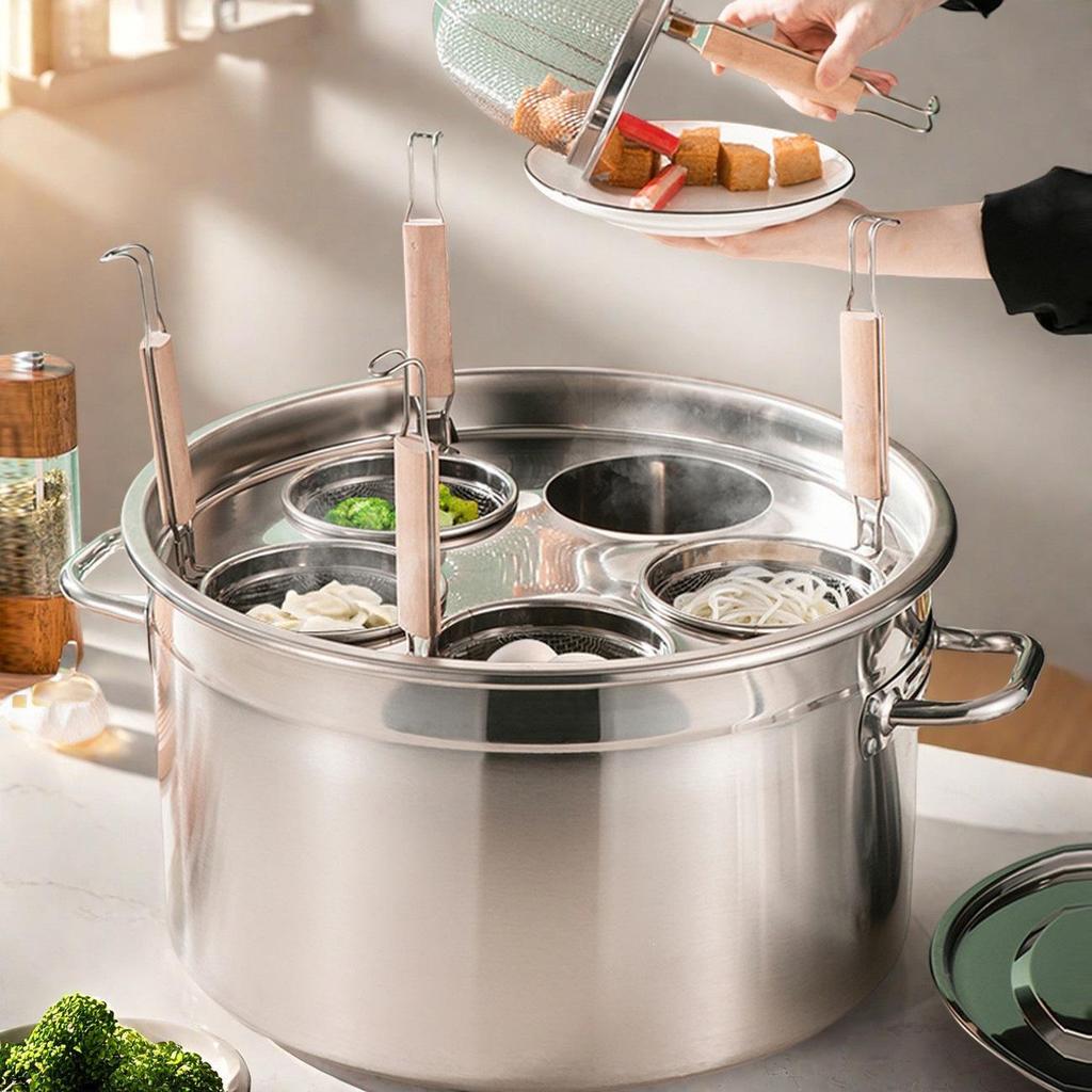 Large-Capacity Commercial Gas Noodle Cooker, Thickened Stainless Steel, Scalding Pot, Soup Barrel, Mala Tang Cooking Pot.