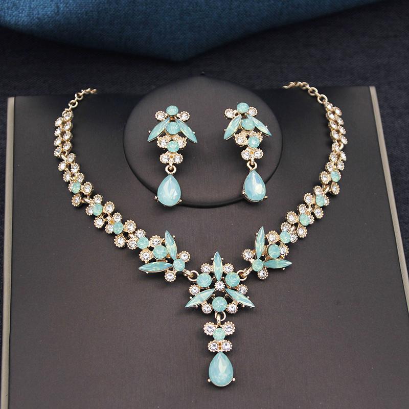 3Pcs Bridal Crown Jewelry Sets Luxury Tiaras and Earrings Necklace Set for Women Bride Wedding Dress Crown Sets Prom Gifts