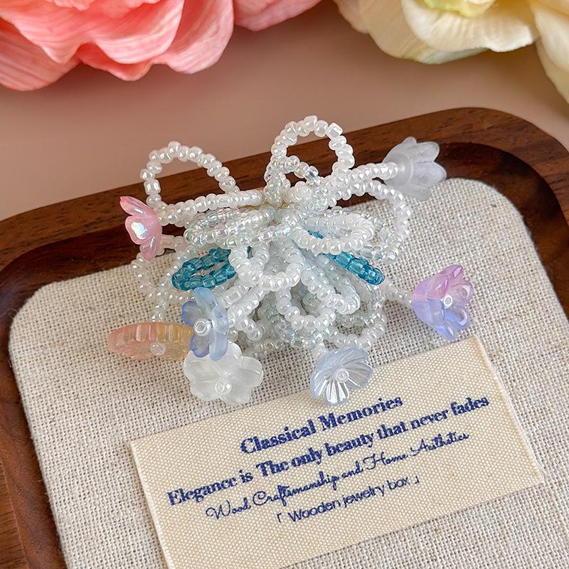 Beaded Floral Shoe Clips Colorful Flower 3D Tassel Shoe Diy Decorations For Woman Korean Jelly Shoes Accessories