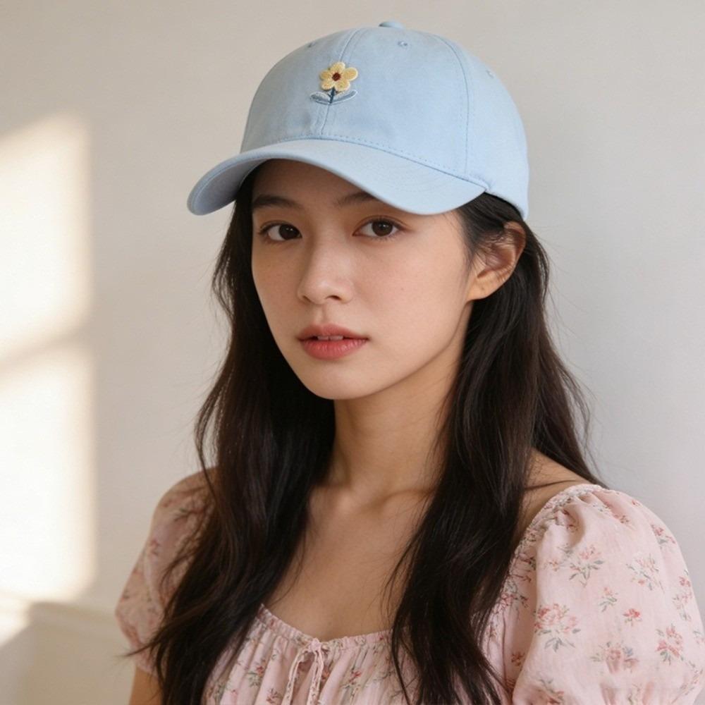 Adjustable Embroidered Peaked Hat Korean Style Sunshade Casquette Flower Baseball Cap  Outdoor