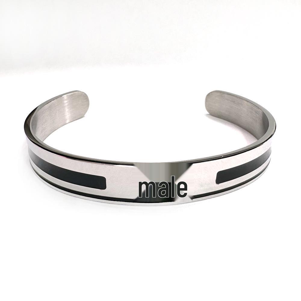 Men s Three-Color C-Shaped Stainless Steel Bracelet - 10mm Titanium Steel Style