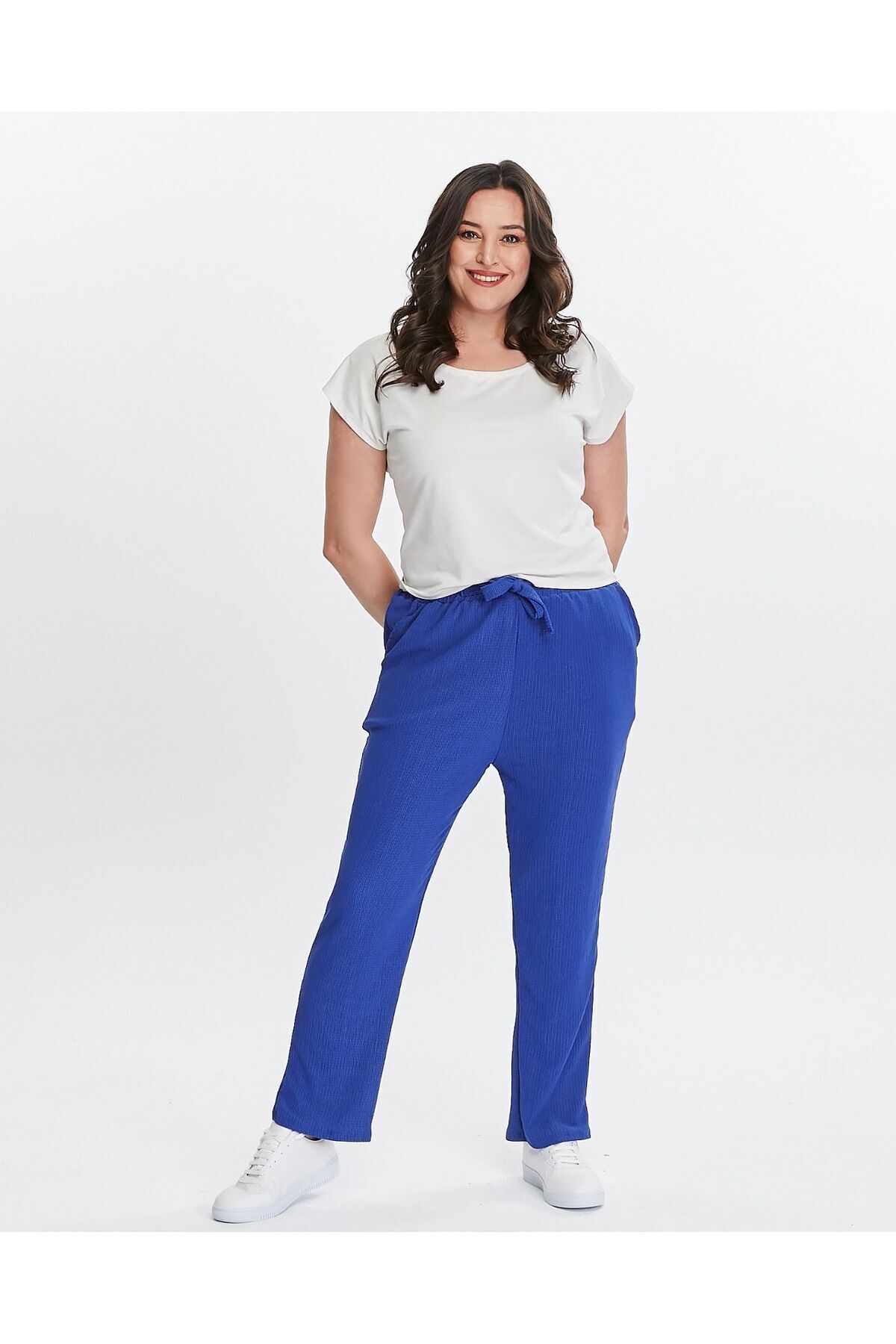 

Women s Style Plus Size Pants Summer Wrinkled Fabric Straight Leg Trousers