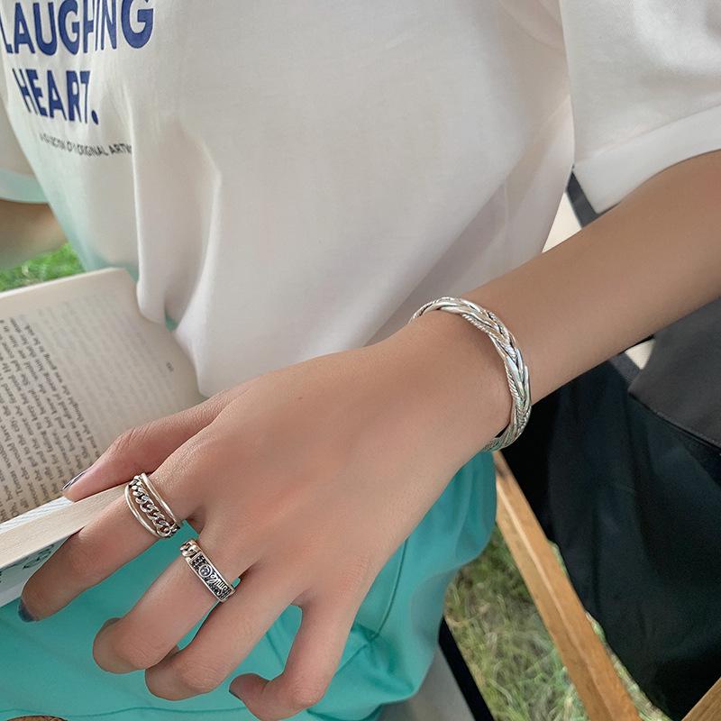 Korean-Japanese Retro Open Chain Ring for Women - Stylish Letter Design