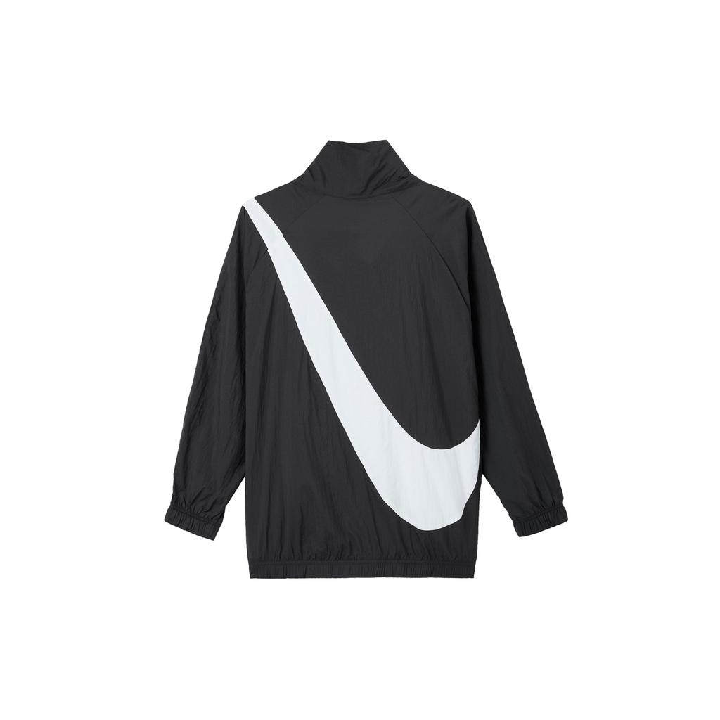 Nike Roupa Esportiva Logo Swoosh Vintage Esportiva Gola Alta Estampada Jaqueta Corta-vento Tecida Primavera Jaquetas Femininas Preto CV8659-010
