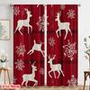 2pcs,2D Plane Printing Print Curtains Christmas Elk Bell Versatile 100% Polyester (without Rod) Gifts for Bedroom, Office,