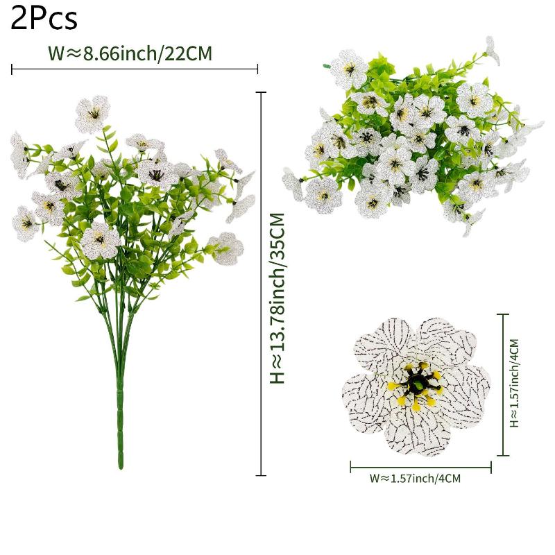 2Pcs Artificial Violet Flowers Faux Silk Bouquets Realistic Fake Plants for Living Room Home Wedding Event Table Decor